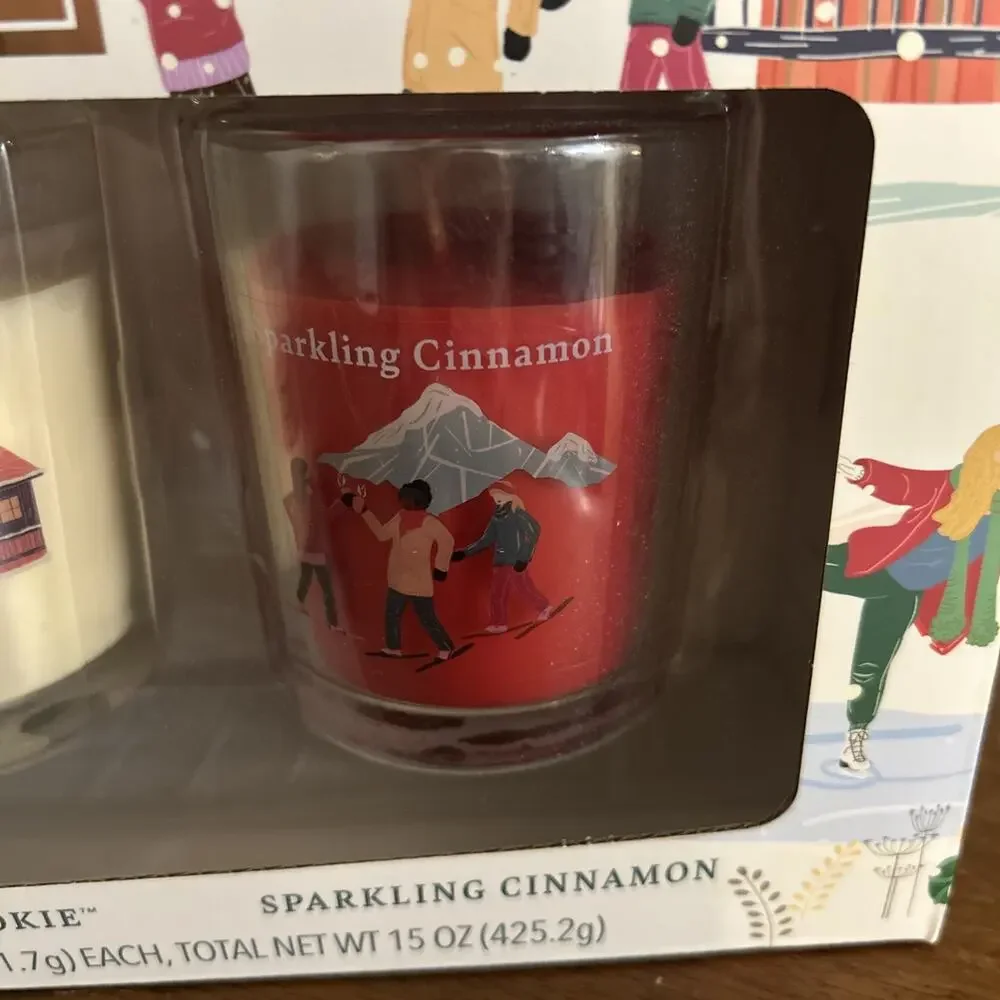 Yankee Candle 3 Candle Gift Set 5 oz Each Balsam Cedar Christmas Cookie Cinnamon